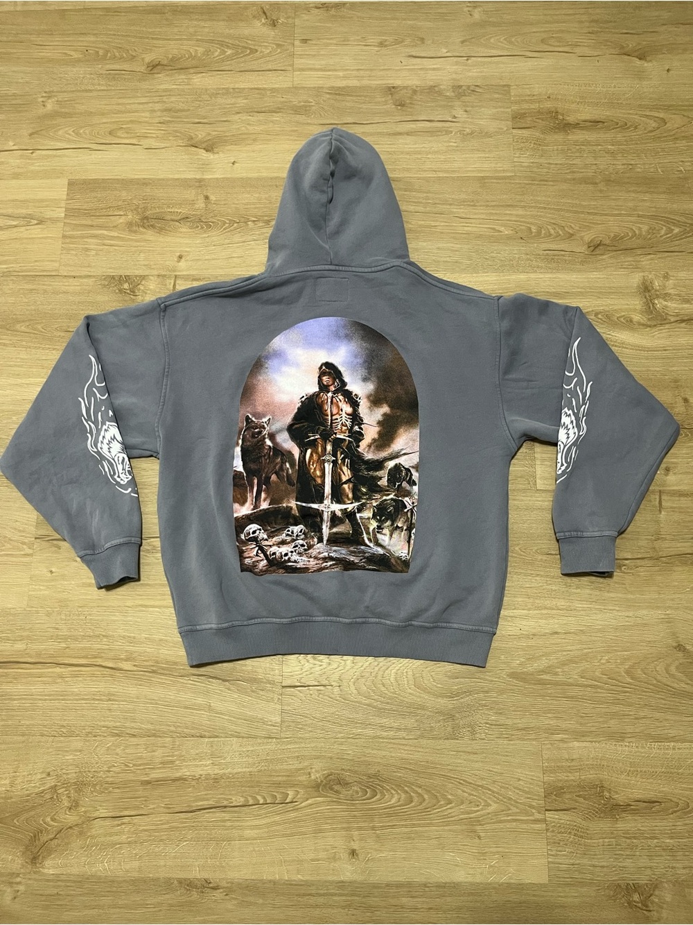 Darc Sport Gray Graphic Hoodie with Wolves Back Print